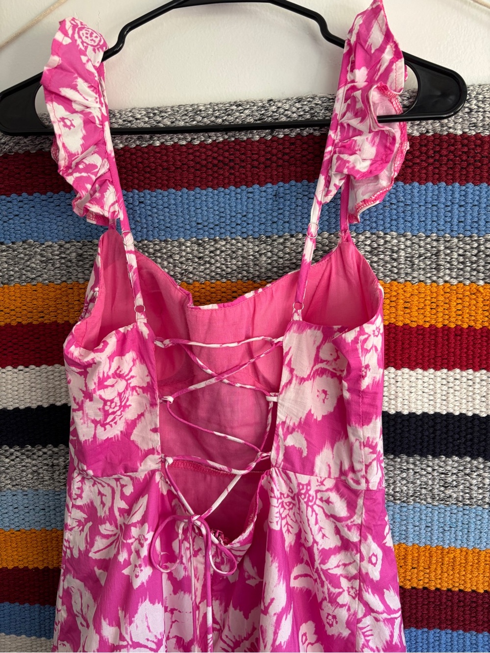 Pink Floral Ruffled Mini Dress - Picture 6 of 8